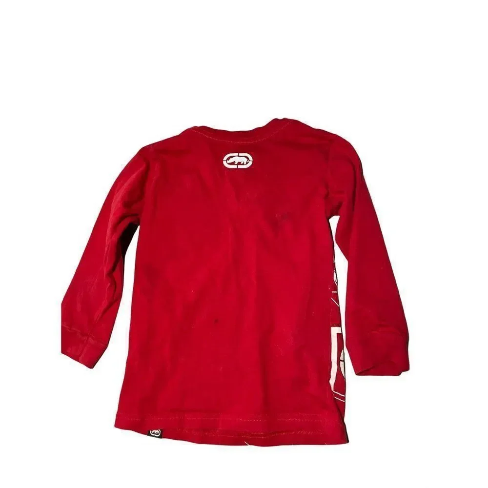 Echo United Unisex Kids Red Long Sleeve Round Neck Graphic T Shirt Size 4T